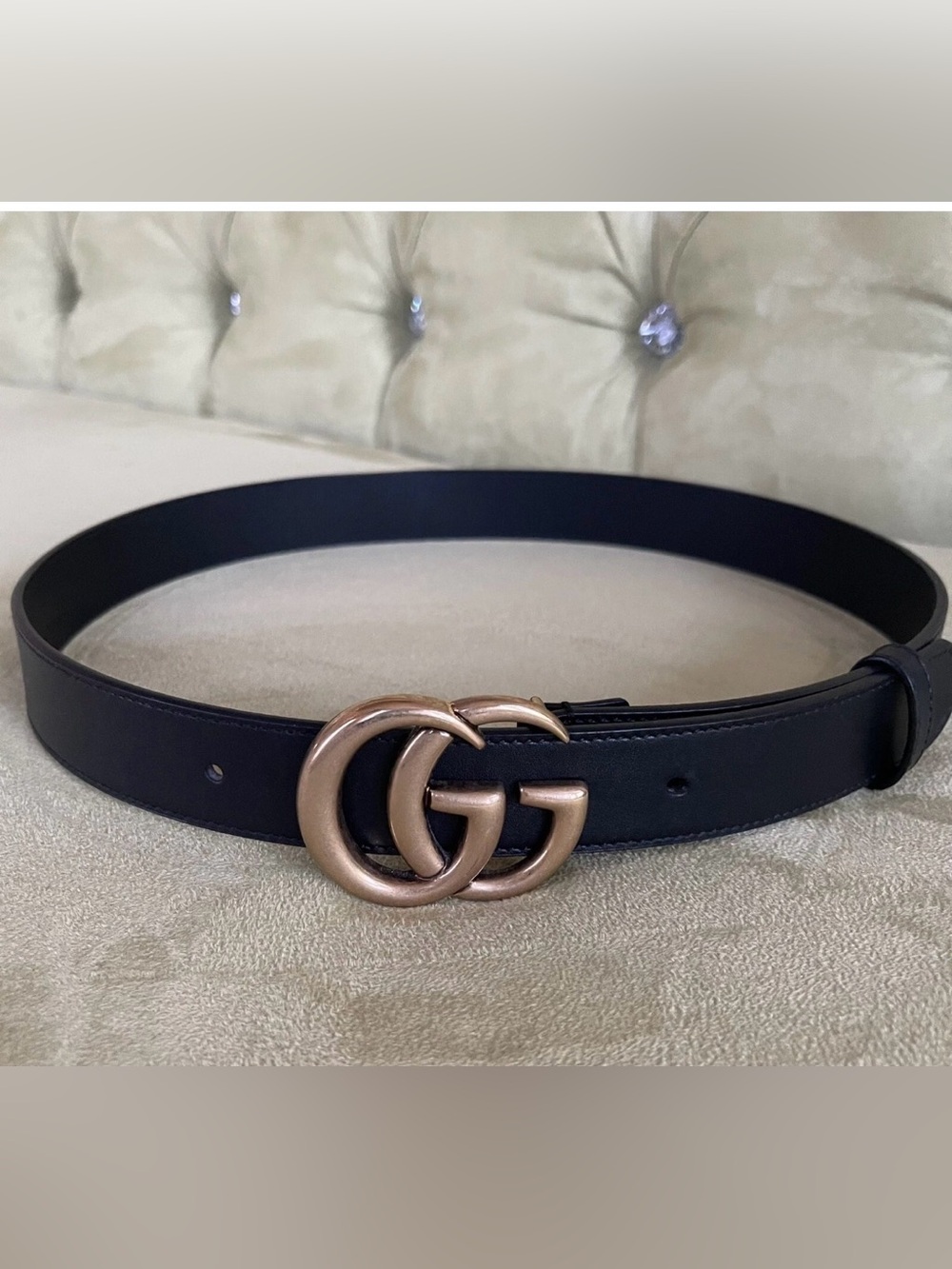 Gucci Double G Buckle Belt Black Leather Belt Size 80 VGUC